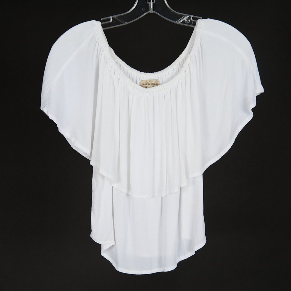 Anthropologie Holding Horses White Off Shoulder Ruffle Top XS